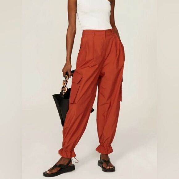 Drae Rusty Orange Parachute Relax Minimalist Jogger Pant with Pockets Med - Picture 1 of 9